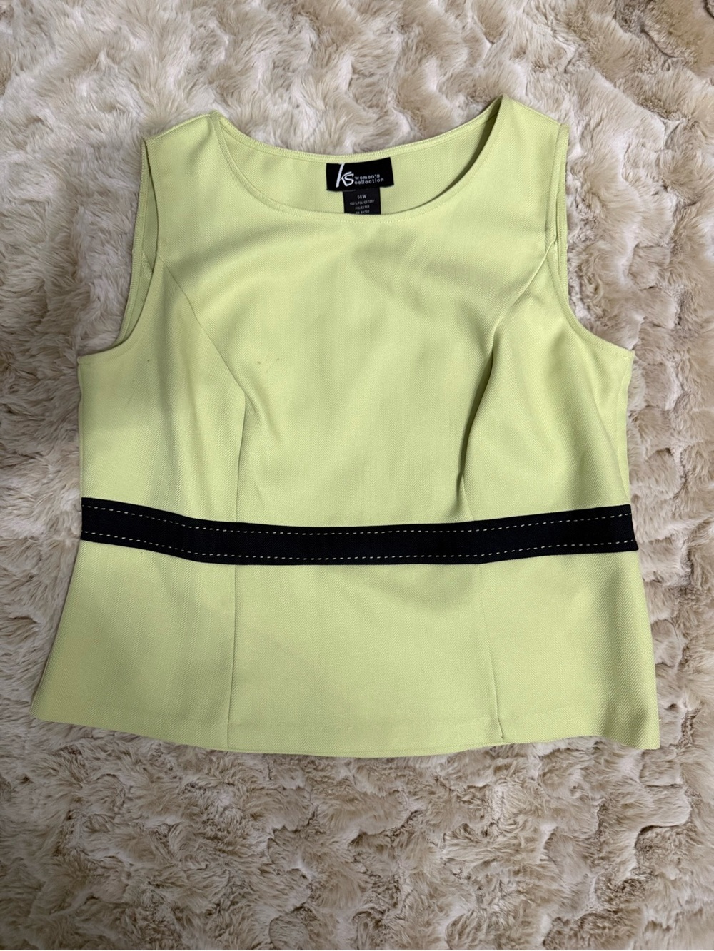 Vintage KS Women’s Collection Green Sleeveless Top with Black Waistband